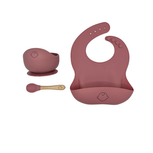 Baby Silikon Geschirr-Set "Classic" 3-Teilig pink