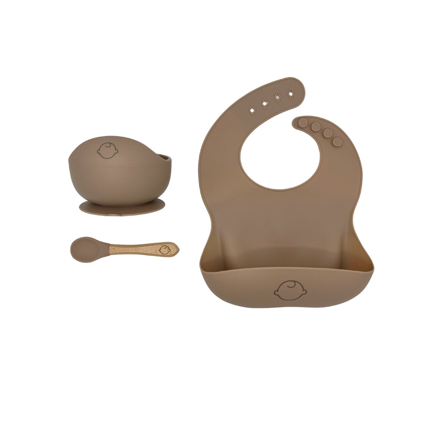 Baby Silikon Geschirr-Set "Classic" 3-Teilig khaki