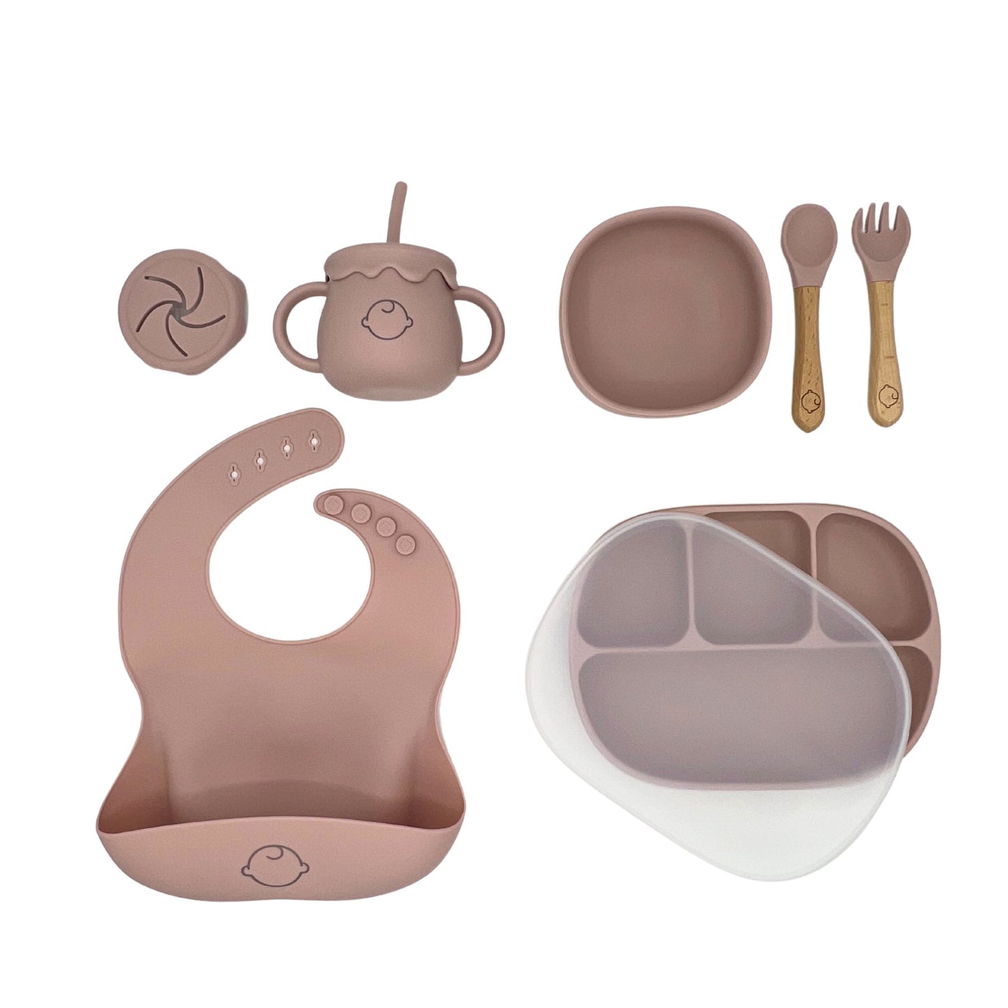 Baby Silikon Geschirr-Set "October" 7-Teilig rosa